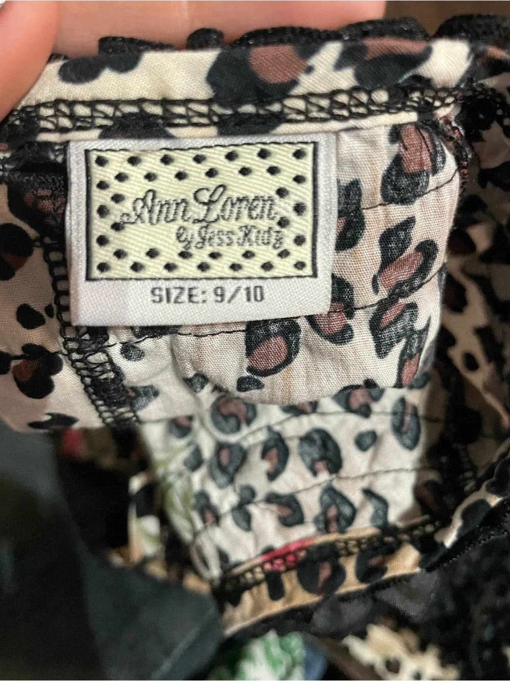 Ann Loren Leopard Print Dress with Pink Rose Accents and Black Trim